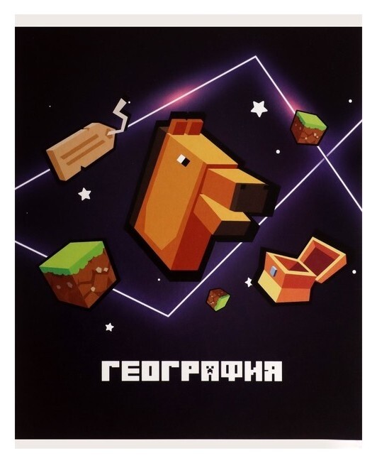 Тетрадь предметная "Пиксели"36 листов в клектку"география", со справочным материалом, обложка мелованый картон, блок офсет  Calligrata