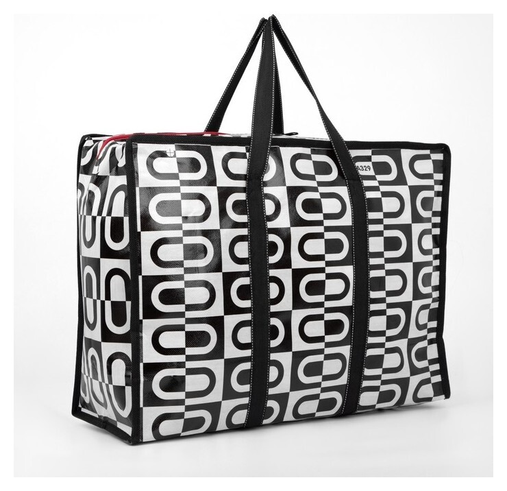 Сумка хозяйственная на молнии, 32 л, цвет чёрный/белый  