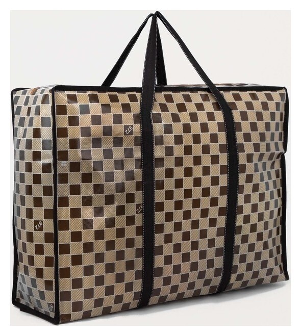 Сумка хозяйственная на молнии, 54 л, цвет коричневый/бежевый  