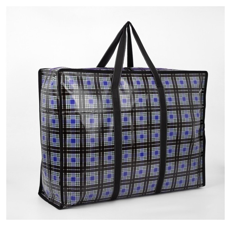 Сумка хозяйственная на молнии, 54 л, цвет чёрный/синий  