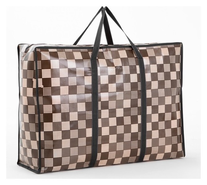 Сумка хозяйственная на молнии, 80 л, цвет коричневый/бежевый  