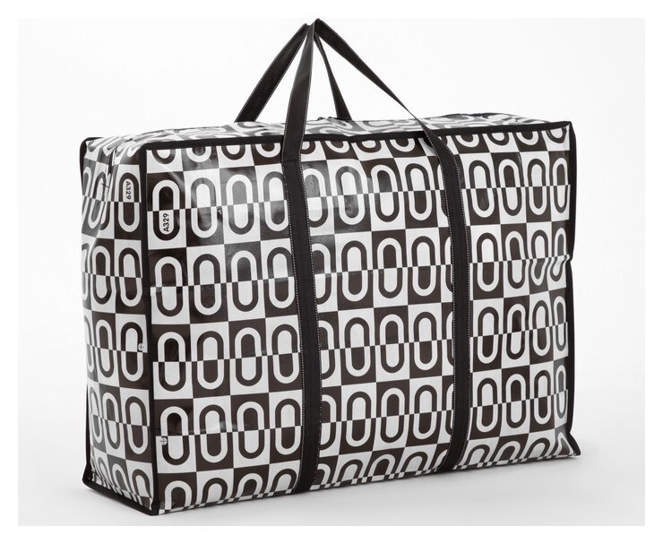 Сумка хозяйственная на молнии, 80 л, цвет чёрный/белый  