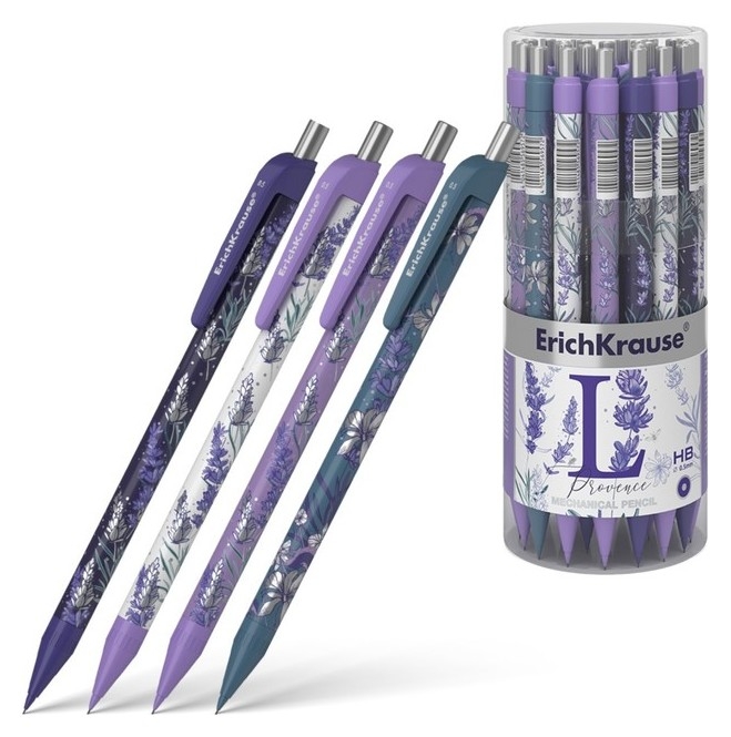 Механический карандаш 0,5мм, HB, Erichkrause Lavender, матовый корпус Soft-touch, фольгированные элементы