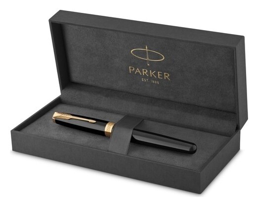 Ручка-роллер Parker Sonnet Core T530 Lacquer Black GT F 0.5 мм, корпус из нержавеющей стали, чёрные чернила (1931496)  Parker