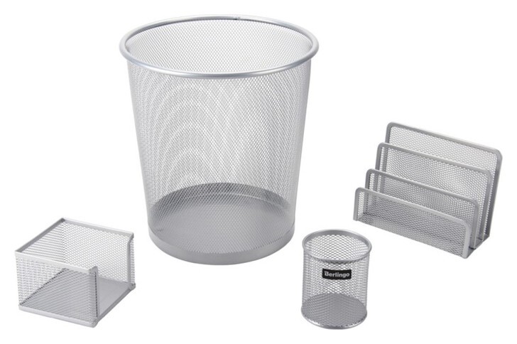 Органайзеры Berlingo "Steel&style" без наполнения, металл, 4 предмета, с корзиной, серебро  Berlingo
