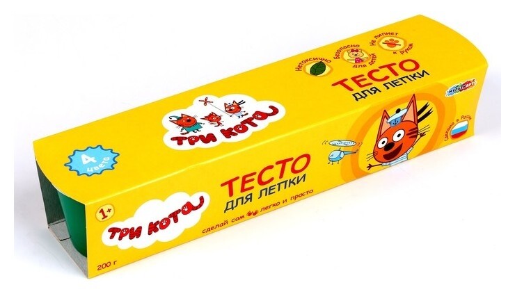 Тесто для лепки «Три кота» 4 цв. по 50 г  Multiart