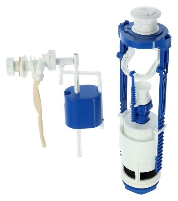 Арматура для смывных бачков "РБМ" ас-11.1, с боковым плоским донным клапаном, кнопка белая  РБМ