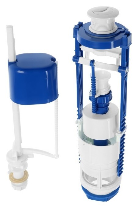 Арматура для смывных бачков "РБМ" ас-12.1, с нижним плоским донным клапаном, кнопка белая  РБМ