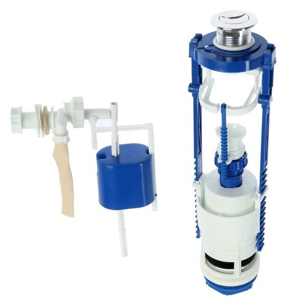 Арматура для смывных бачков "РБМ" ас-11.1м, с боковым плоским донным клапаном, кнопка хром  РБМ