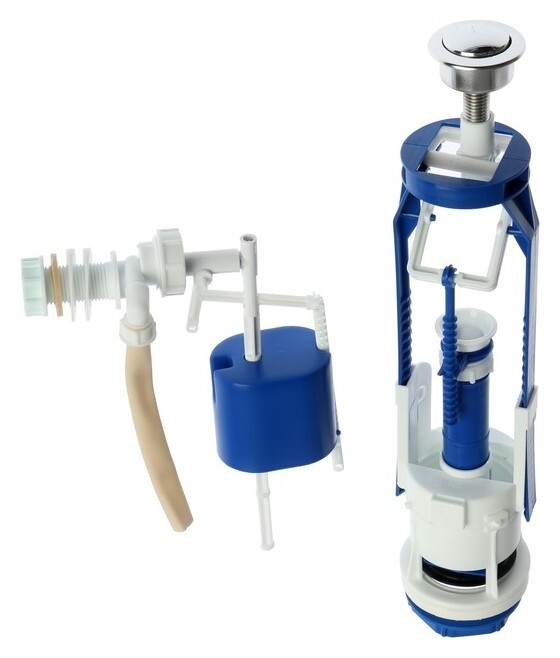 Арматура для смывных бачков "РБМ" ас-16.2м, с боковым плоским донным клапаном, кнопка хром  РБМ