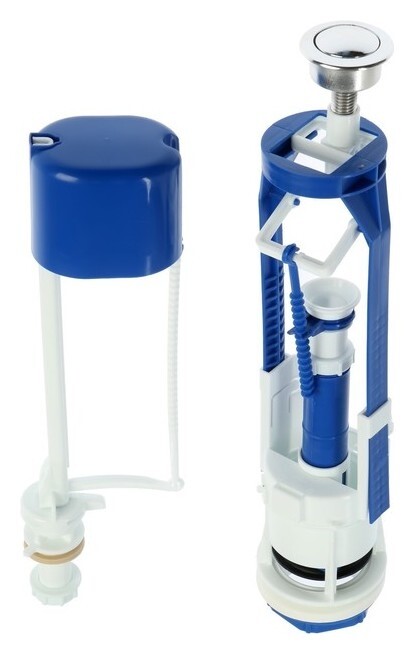 Арматура для смывных бачков "РБМ" ас-17.2м, с нижним плоским донным клапаном, кнопка хром  РБМ