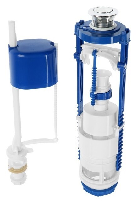 Арматура для смывных бачков "РБМ" ас-12.1м, с нижним плоским донным клапаном, кнопка хром  РБМ