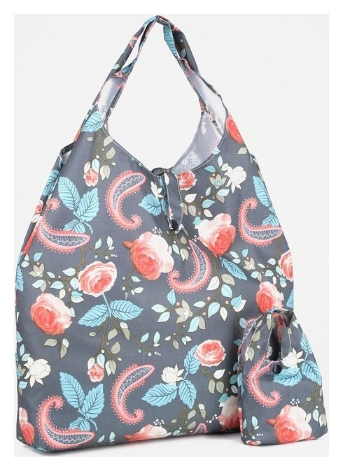 Сумка хозяйственная на кнопке, цвет серый/разноцветный  