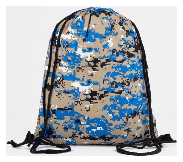 Мешок для обуви на шнурке, цвет синий/камуфляж  