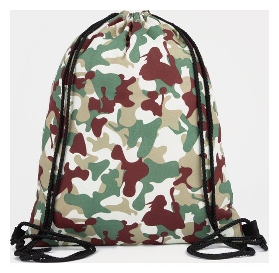 Мешок для обуви на шнурке, цвет бежевый/камуфляж 