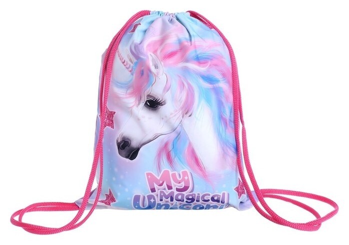 Мешок для обуви с карманом, 470 х 370 мм, с ручкой-петлей, "Оникс", мо-26-1-2р,"волшебный единорог"  Оникс