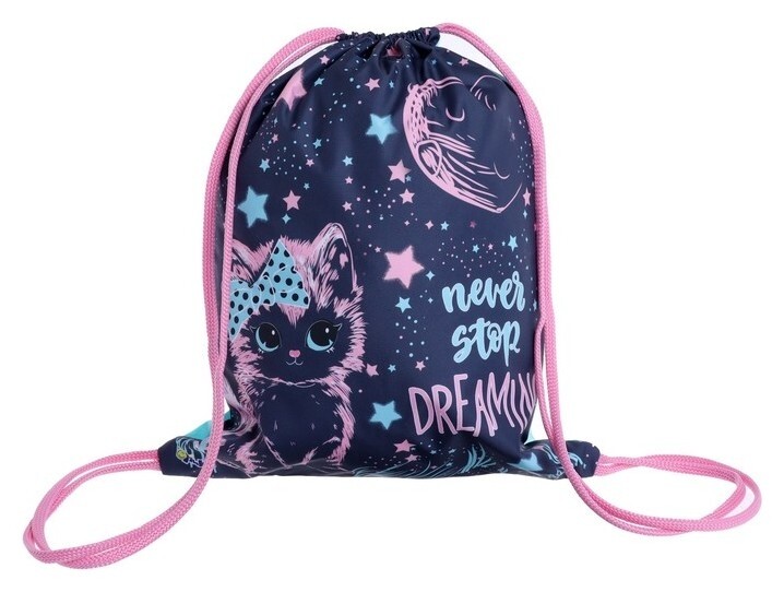 Мешок для обуви с карманом, 470 х 370 мм, с ручкой-петлей, "Оникс", мо-26-1-2р,"розовый котёнок" Оникс