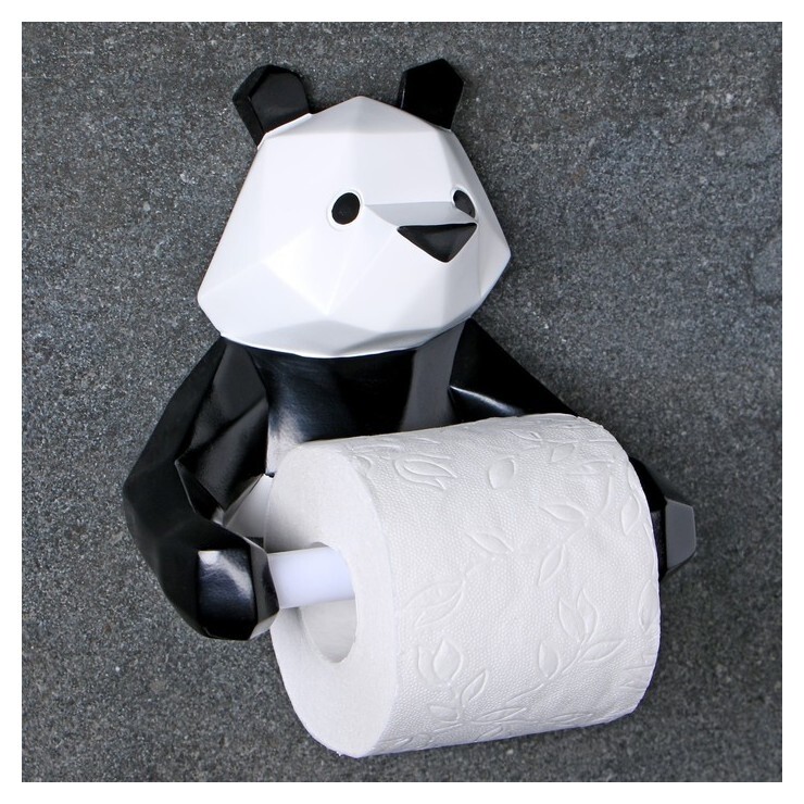 Держатель для туалетной бумаги "Полигональная панда" 19х17х12см, черно-белая  Take it easy
