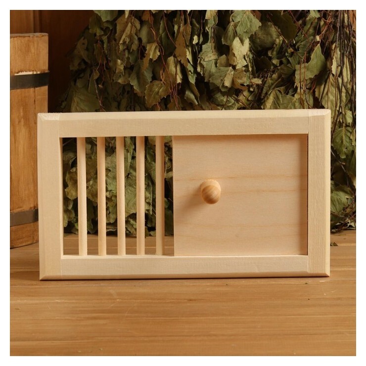 Вентиляционная крышка из липы, 30х17см, с задвижкой, "Добропаровъ"  Добропаровъ