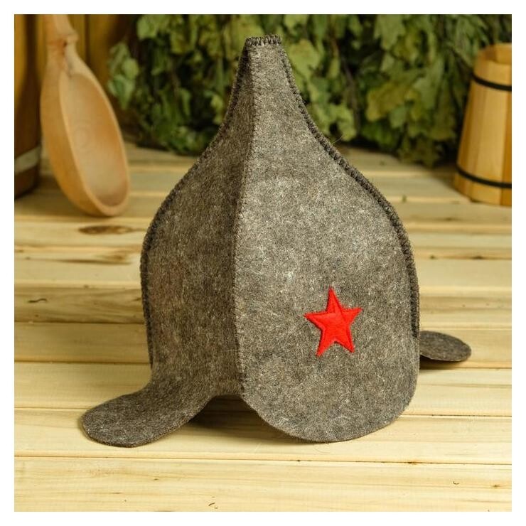 Шапка для бани "Буденовка" темная  Добропаровъ