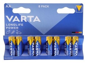 Батарейка алкалиновая Varta Longlife Power, AA, Lr6-8bl, 1.5в, блистер, 8 шт. Varta