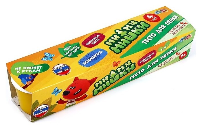 Тесто для лепки «Ми-ми-мишки» 4 цв, неон, 50 г  Multiart