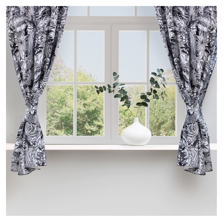 Комплект штор для кухни с подхватами этель "Palm Leaves" 149х180 см - 2 шт  Этель