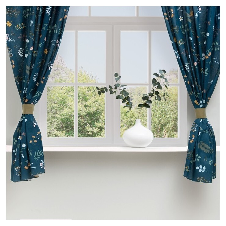Шторы для кухни доляна Twilight Forest 146х180 см - 2 шт, подхваты - 2 шт, 100% хлопок, 164 г/м2  Доляна