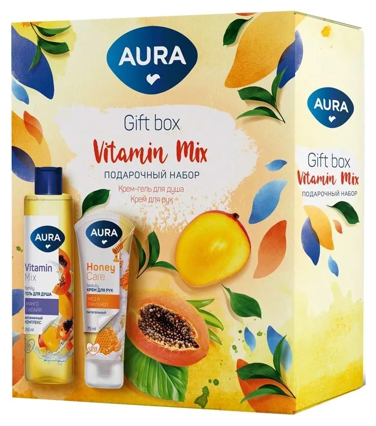 Подарочный набор гель для душа манго и папайя + крем для рук питательный Vitamin MIX