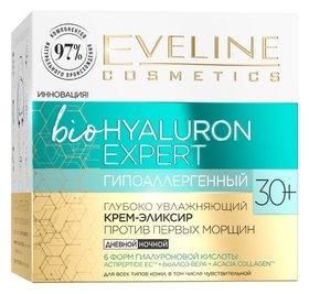 Крем-эликсир для лица против первых морщин 30+ Гипоаллергенный глубоко увлажняющий Eveline Cosmetics