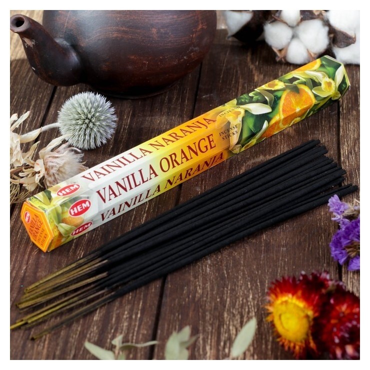 Благовония HEM Vanilla Orange (Ваниль апельсин), шестигранник, 20 палочек HEM