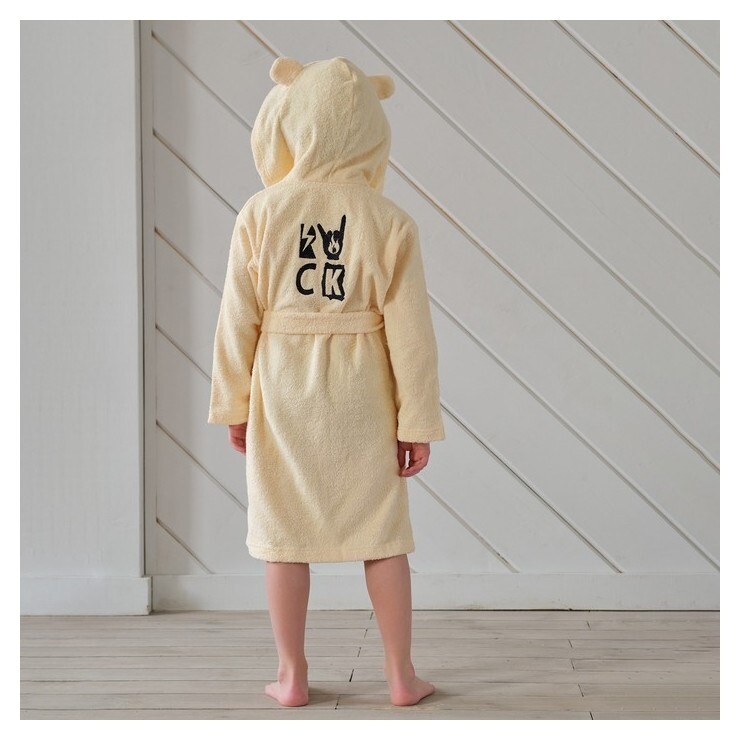 Халат махровый детский "Rock" р-р 32 (110-116 см), бежевый  Этель