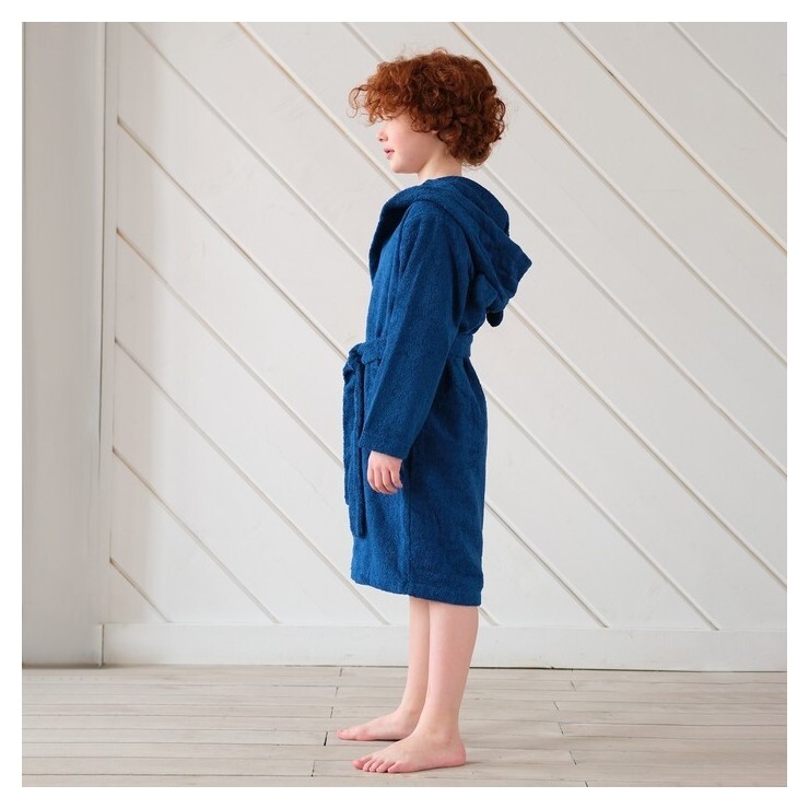 Халат махровый детский "Джентльмен" р. 30 (98-104 см), синий  Этель
