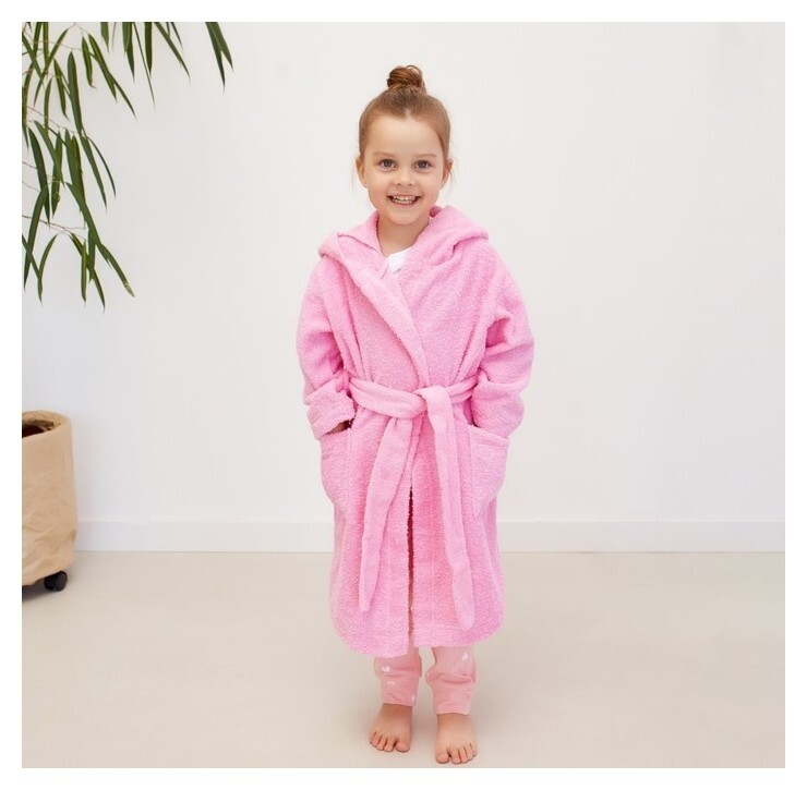 Халат махровый детский "Little Princess" р-р 32 (110-116 см), розовый Этель