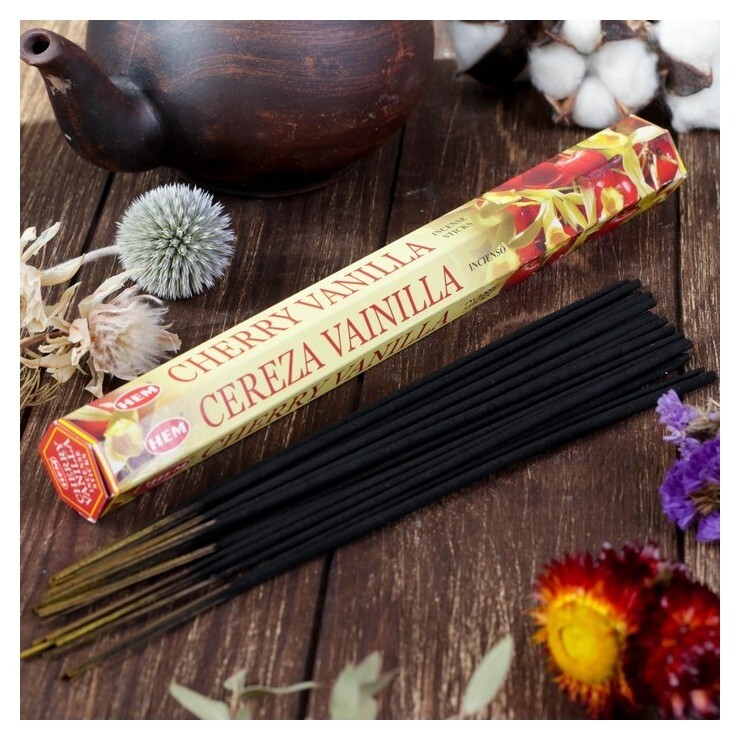 Благовония HEM Cherry Vanilla (Ванильная вишня), шестигранник, 20 палочек HEM