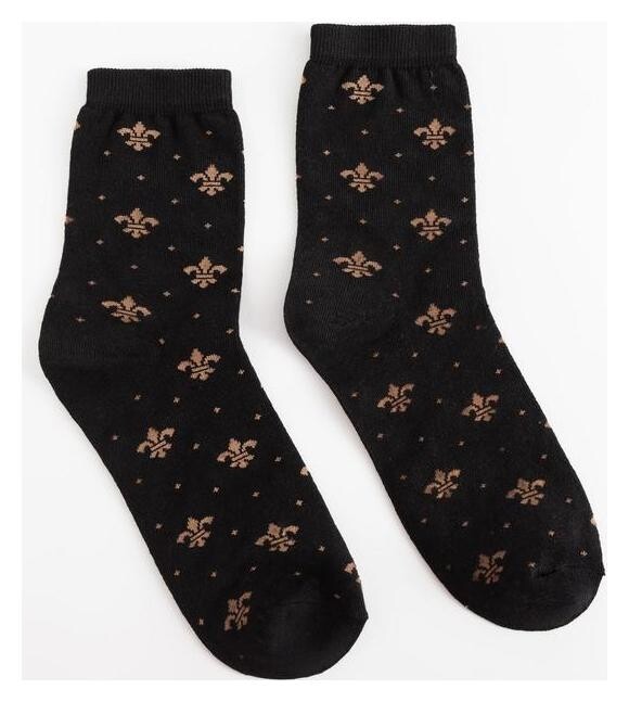 Носки Minaku «Королевская лилия», цвет чёрный, размер 40-41 (27 см)  Minaku