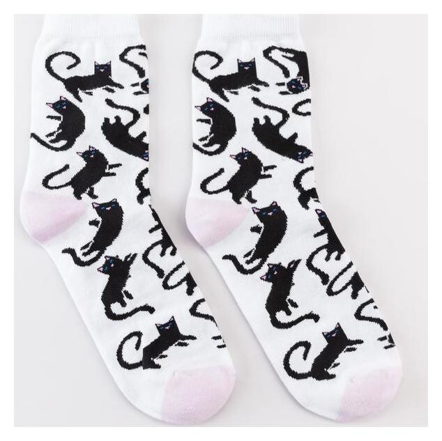 Носки женские «Котики» цвет белый, р-р 38-40 (25 см)  Minaku
