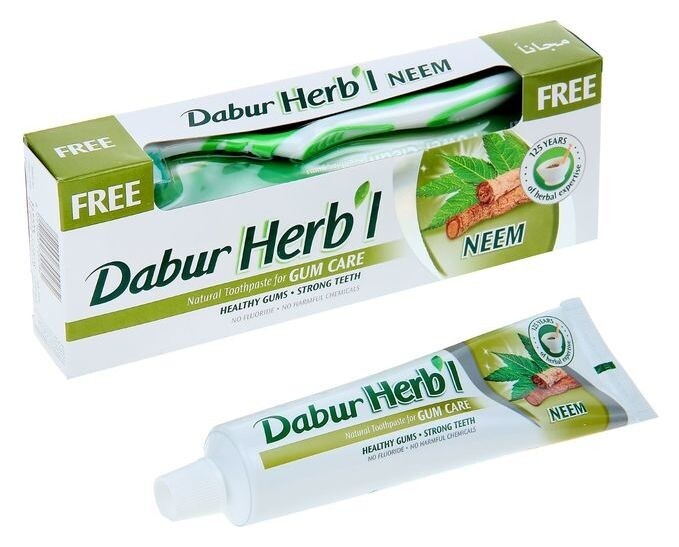 Набор Dabur Herb'l ним: зубная паста, 150 г + зубная щётка  Dabur