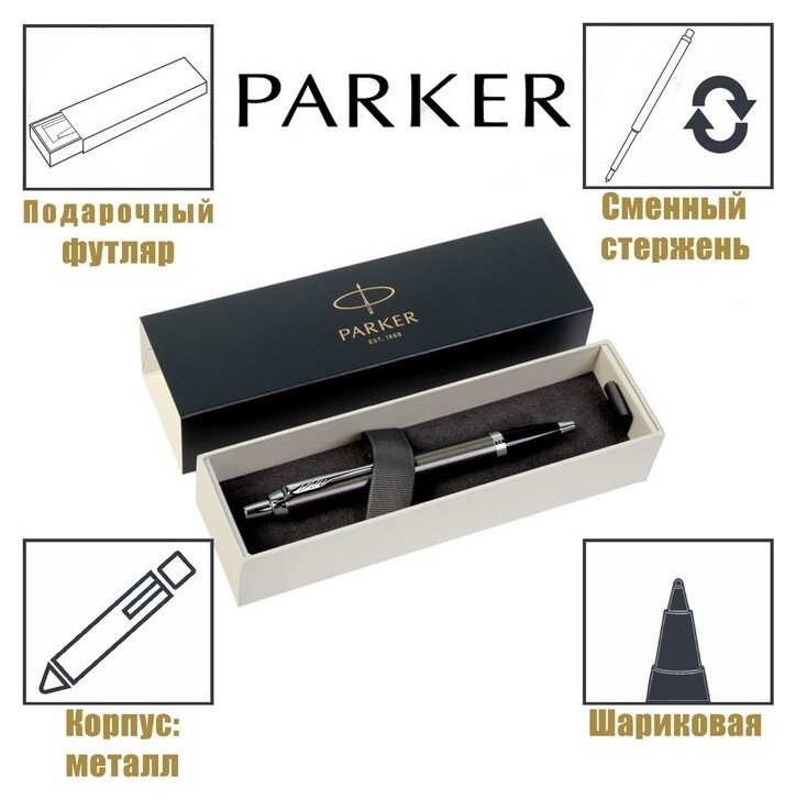 Ручка шариковая Parker IM Core Dark Espresso CT M, корпус тёмно-коричневый матовый/ хром, синие чернила  Parker