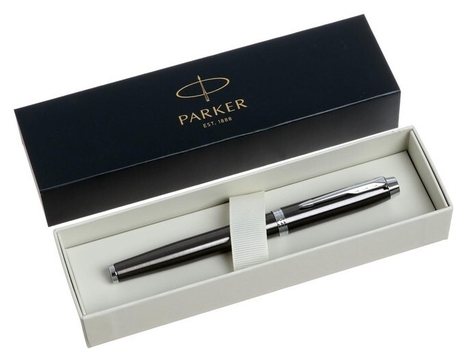 Ручка перьевая Parker IM Core F321 Dark Espresso CT F, корпус из нержавеющей стали, синие чернила, В подарочном пакете  Parker