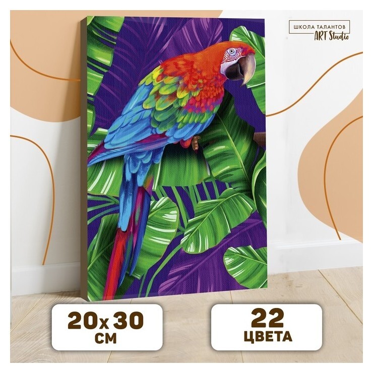 Картина по номерам на холсте с подрамником «Попугай» 20х30 см  Школа талантов