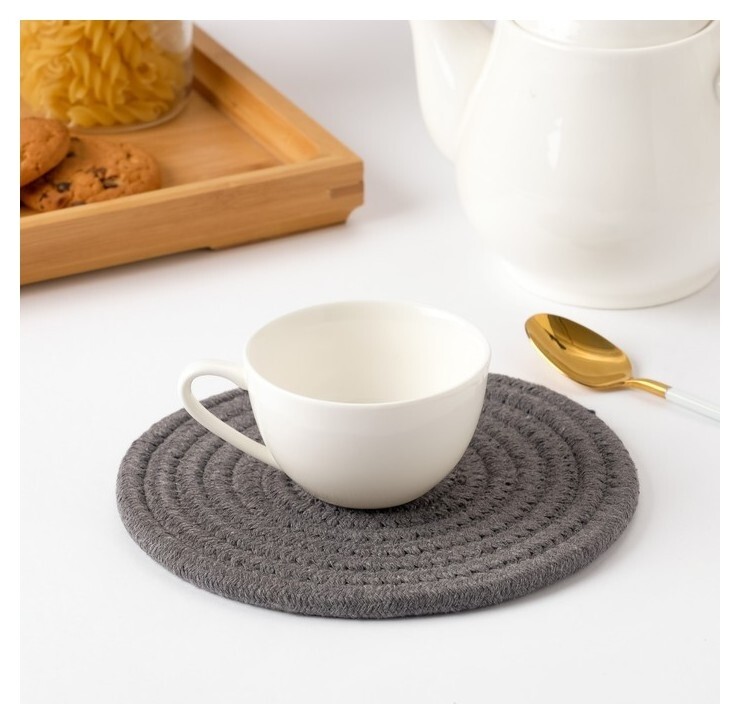 Салфетка декоративная доляна цв.серый, 18*18 см, 100% хлопок  Доляна