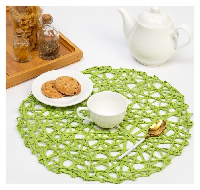 Набор салфеток 2 шт. доляна "Трава", цв.зеленый, D 38 см  Доляна