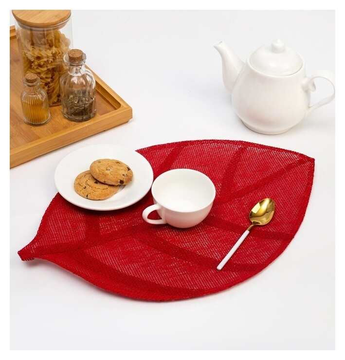 Набор салфеток 2 шт. доляна "Листочки", цв.красный, 30*45 см  Доляна