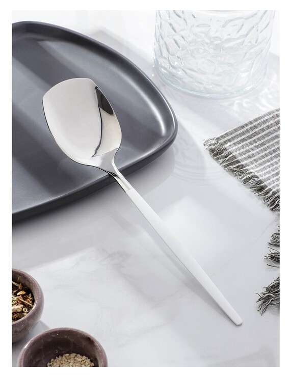 Лопатка из нержавеющей стали Magistro «Грэйс», H=26 см, цвет ручки белый, цвет головы серебряный  Magistro