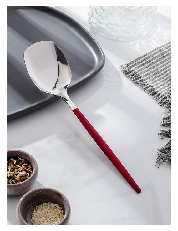 Лопатка из нержавеющей стали Magistro «Грэйс», H=26 см, цвет ручки красный, цвет головы серебряный  Magistro
