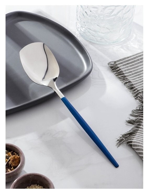 Лопатка из нержавеющей стали Magistro «Грэйс», H=26 см, цвет ручки голубой, цвет головы серебряный  Magistro