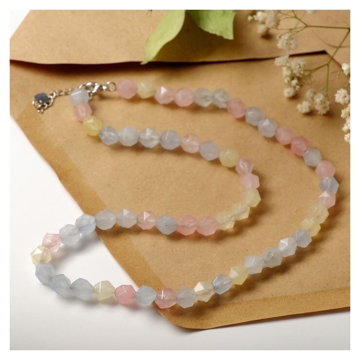 Бусы шар №6 многогранник "Кварц", 45см с удлинителем 5см  