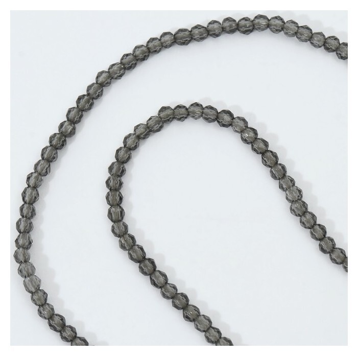 Бусины на нити шар №2 гранёный "Шпинель", +/-37см, цвет серый  