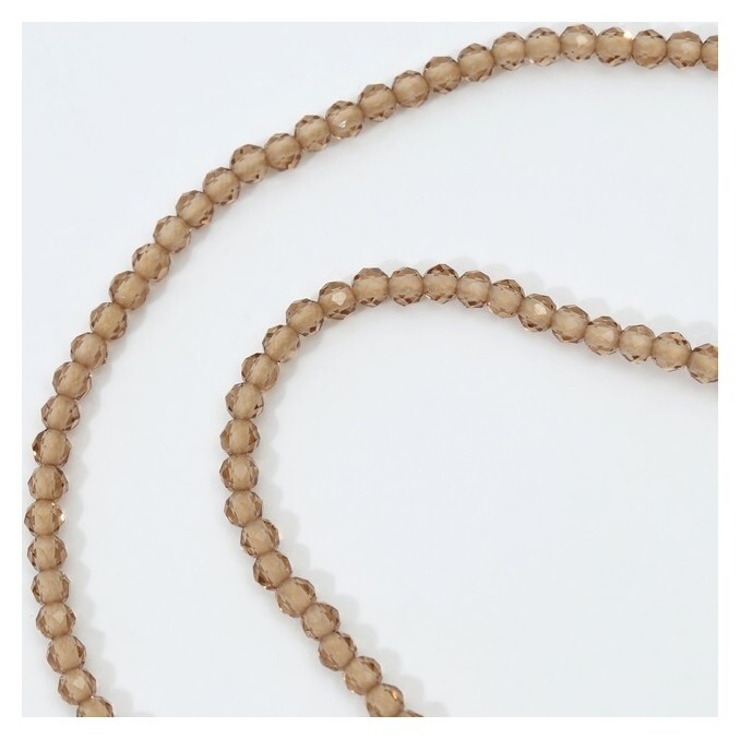 Бусины на нити шар №2 гранёный "Шпинель", +/-38см, цвет коричневый  